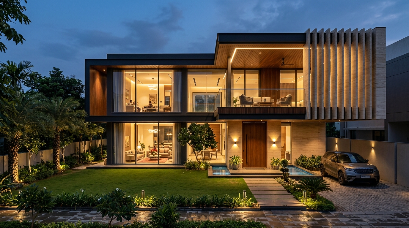 Modern Duplex Villa Facade